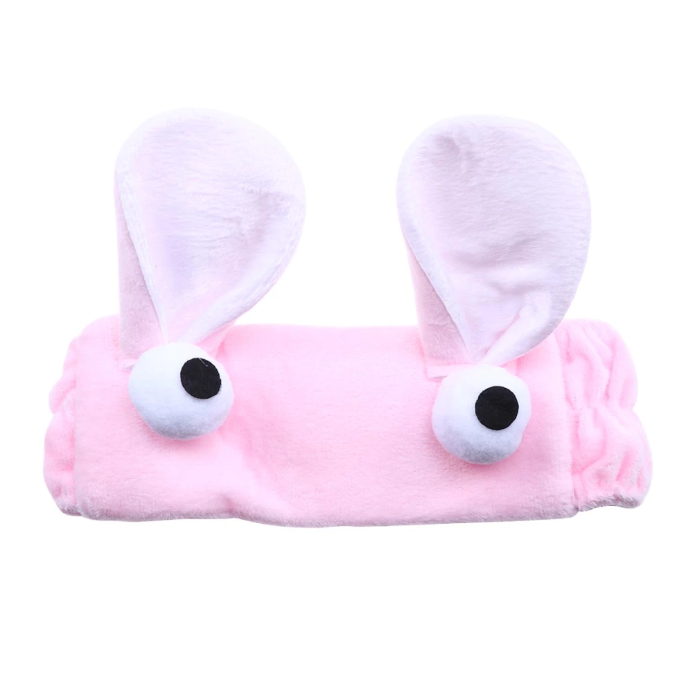 Cartoon Hair Band Rabbit Ear Headband SPA Wash Face Makeup Elastic Hairband Headwear for Women (Light Pink)