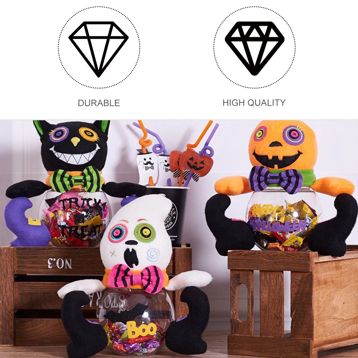 Lovely Candy Can Funny Halloween Candy Jar Ghost Candy Pot for Kids Children