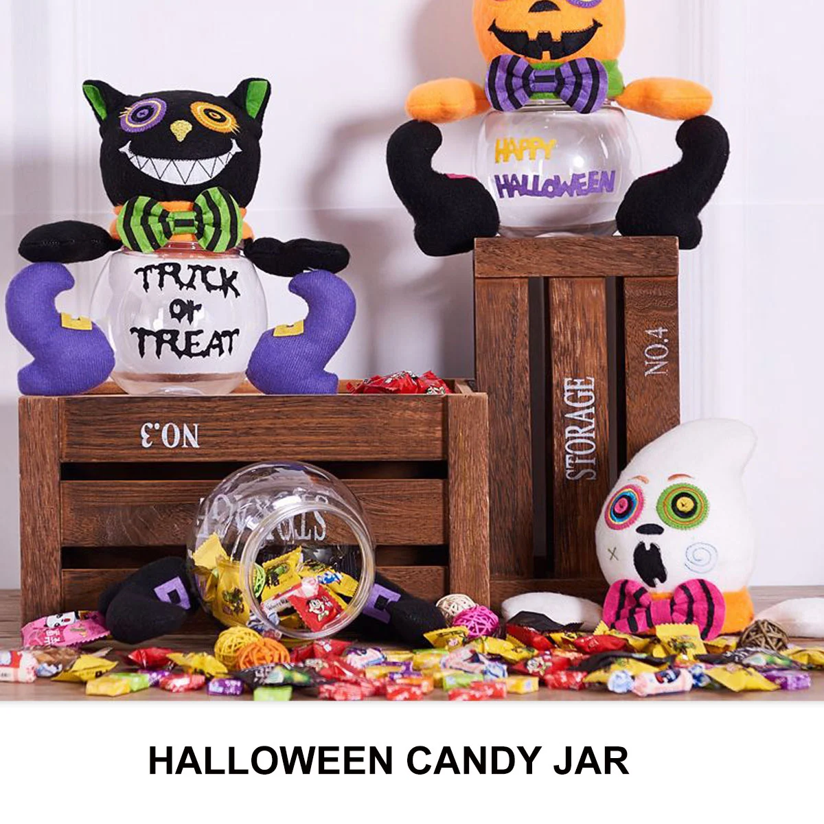 Lovely Candy Can Funny Halloween Candy Jar Ghost Candy Pot for Kids Children