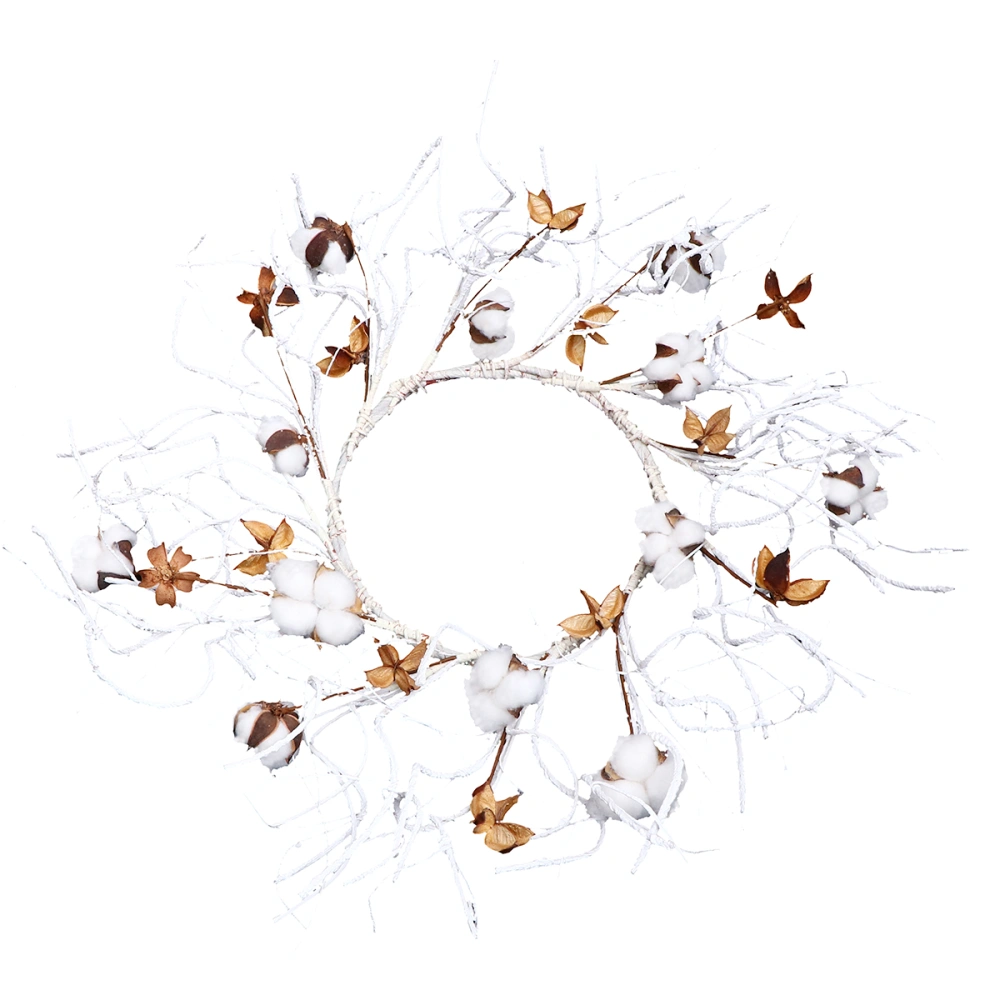 Hanging Home Decoration White Cotton Flower Garland Farmhouse Real Cotton Wreath for Wall Window Door