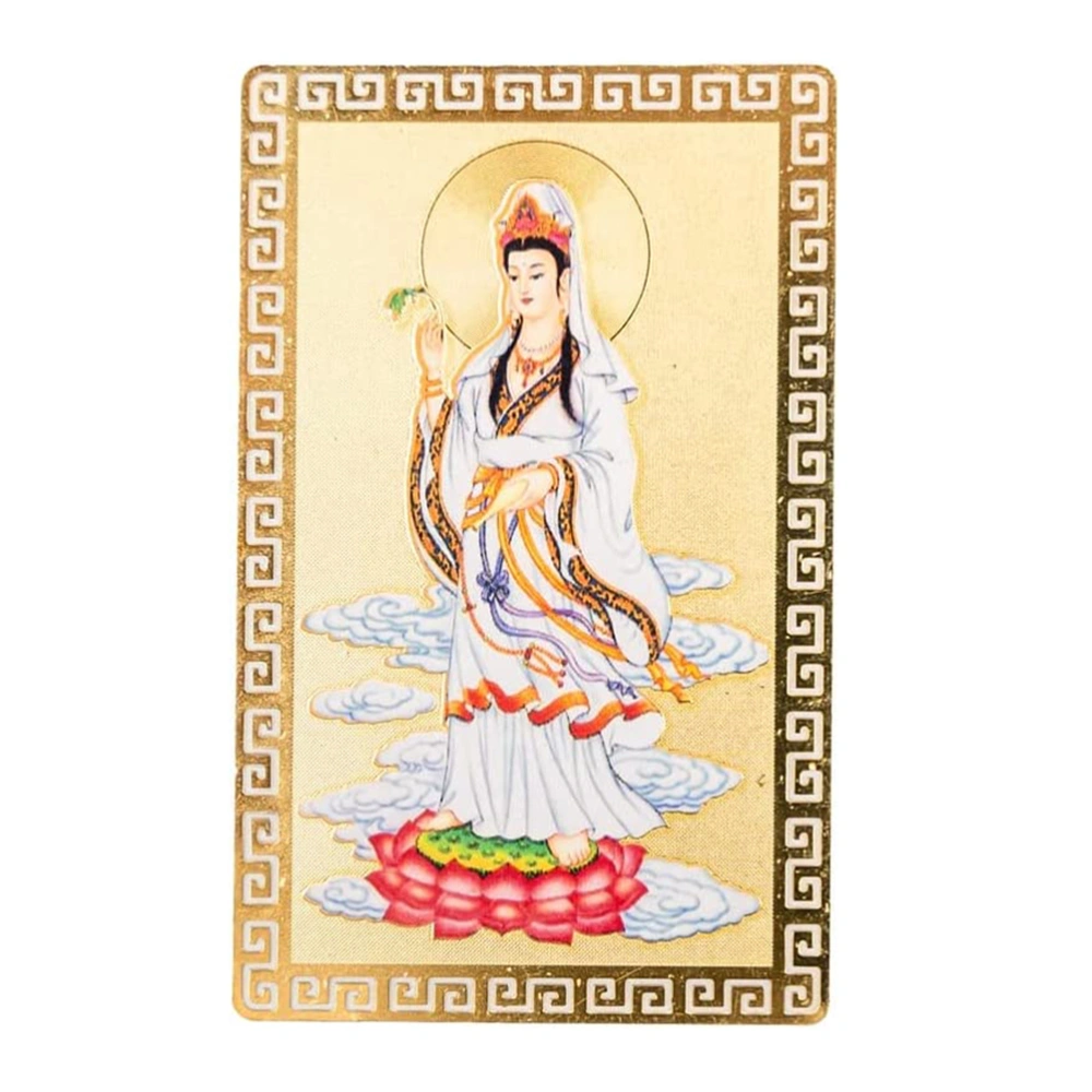 Chinese Fengshui Amulet Card Protection Kwan Yin Guanyin Auspicious Gold Card