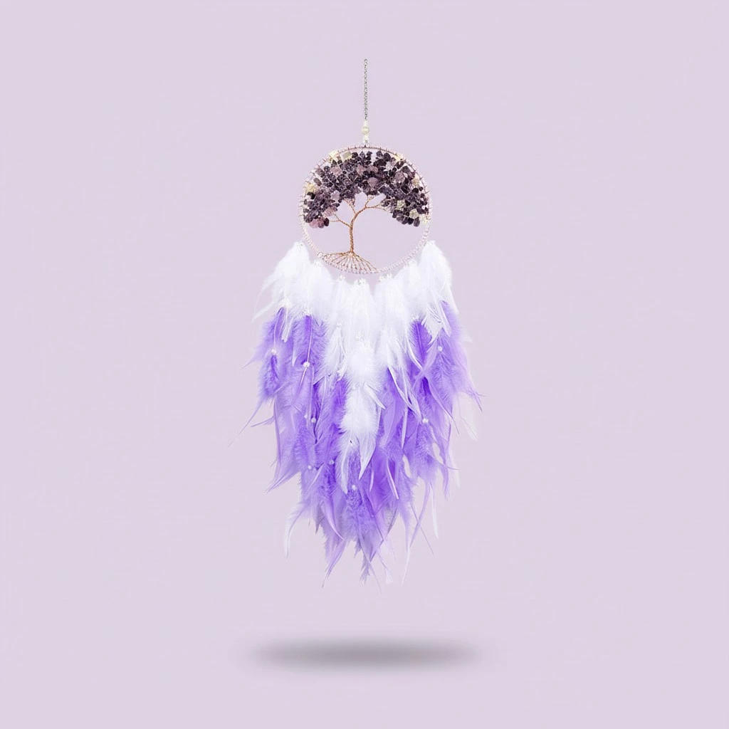1pc Healing Crystals Dream Catcher Feather Dream Cathcer Hanging Ornament