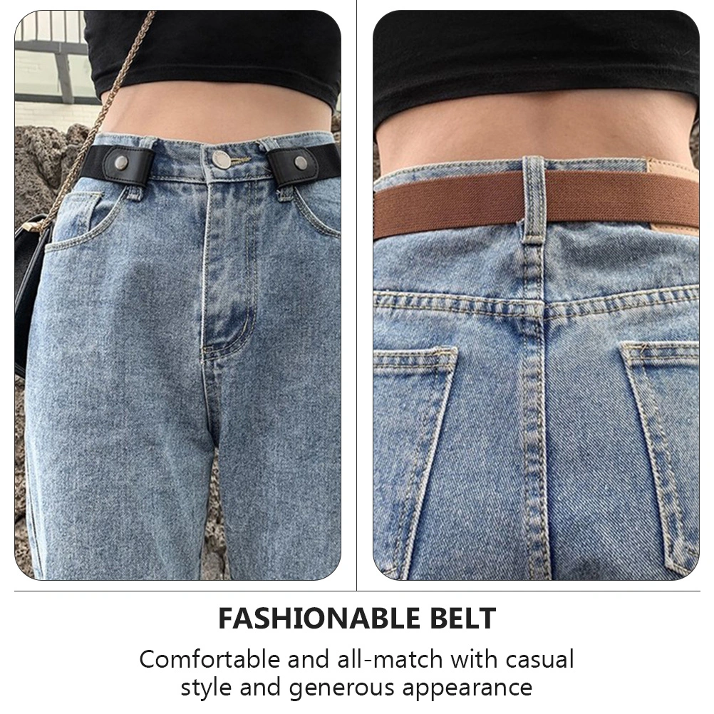 2Pcs Elastic Women Waist Belts Fashion Lady Waist Belts Punch-free Jeans Belts