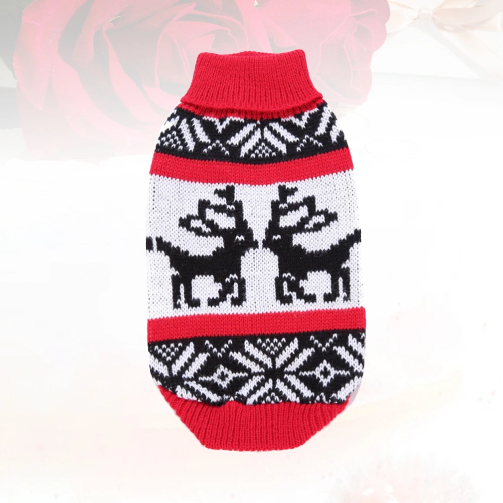 Christmas Pet Knitted Sweater Anchor Pattern Turtleneck Sweater Adorable Puppy Clothes Winter Warm Pet Costume Party Supplies Size S(Red)