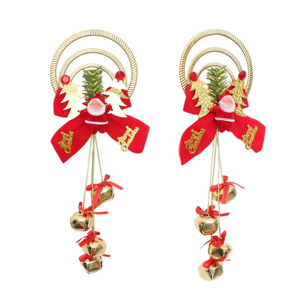 2pcs Christmas Door Hanging Ornaments Ring Bell Adornments Wall Hanging Ornaments Christmas Elements Design for Decor (Golden Wind Bell)