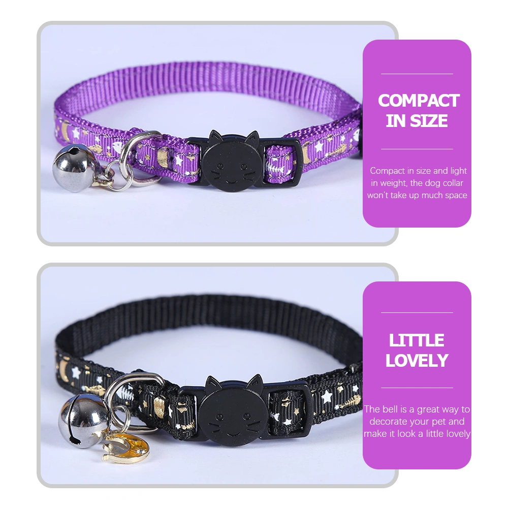 3pcs Adjustable Cat Collars Reflective Kitten Collars With Bells Cat Neck Decors
