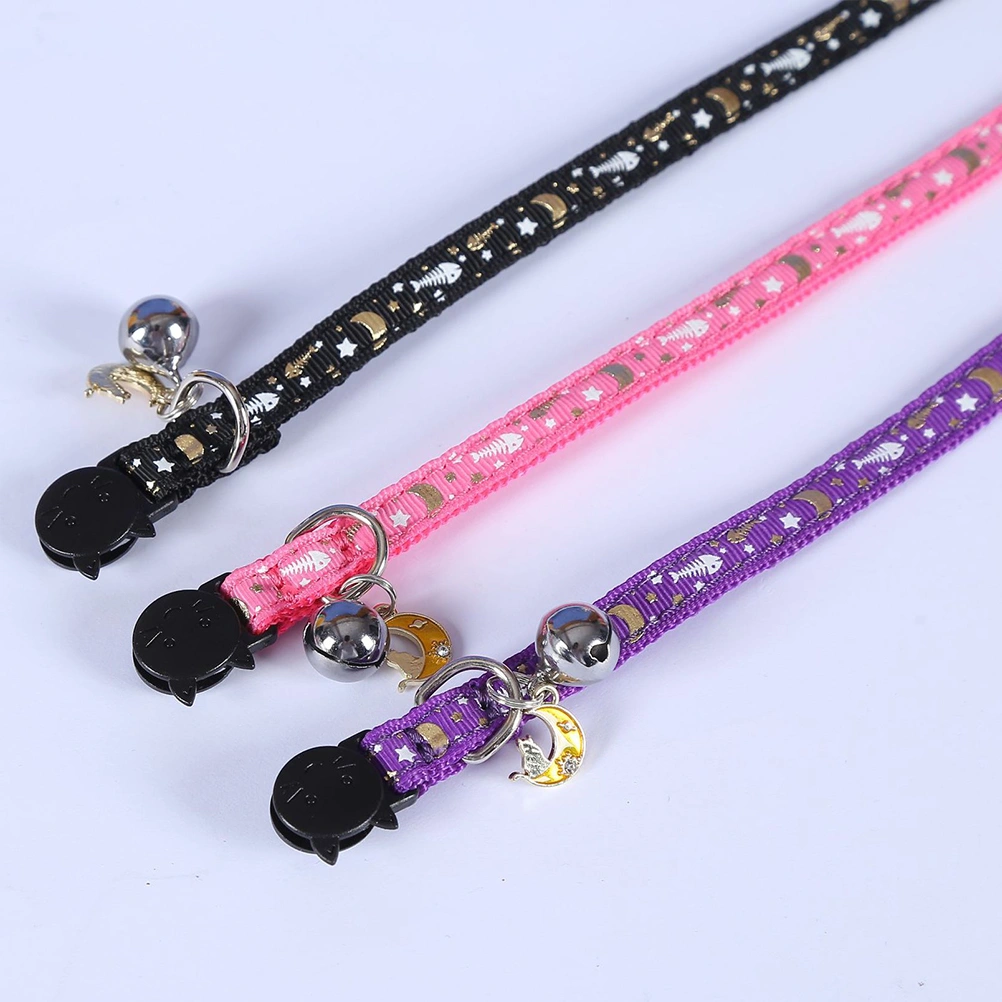 3pcs Adjustable Cat Collars Reflective Kitten Collars With Bells Cat Neck Decors