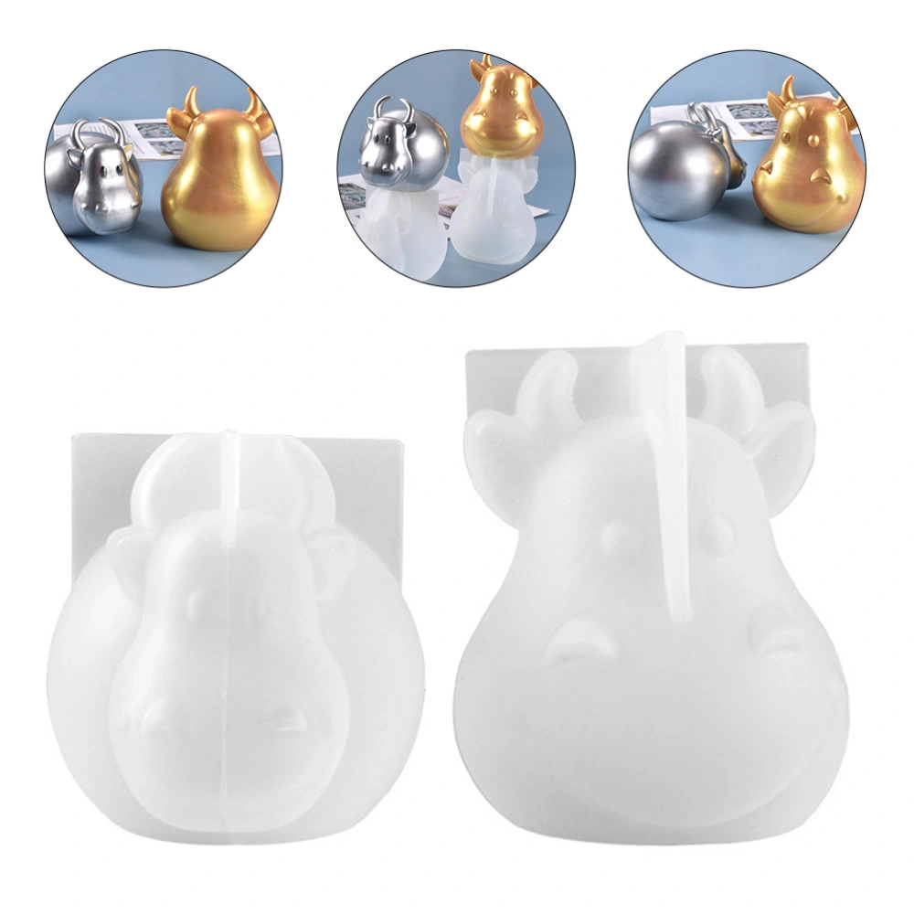 2pcs Ox Mascot DIY Molds Cartoon Cattle Shape Mascot Adornment Epoxy Mold