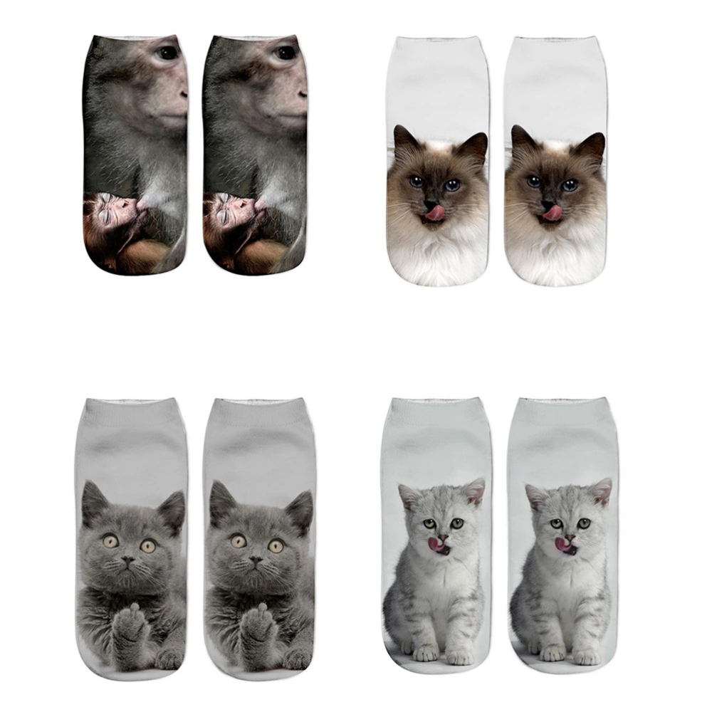 3D Printing Low Cut Socks Unisex Casual Animal Ankle Socks for Men Women