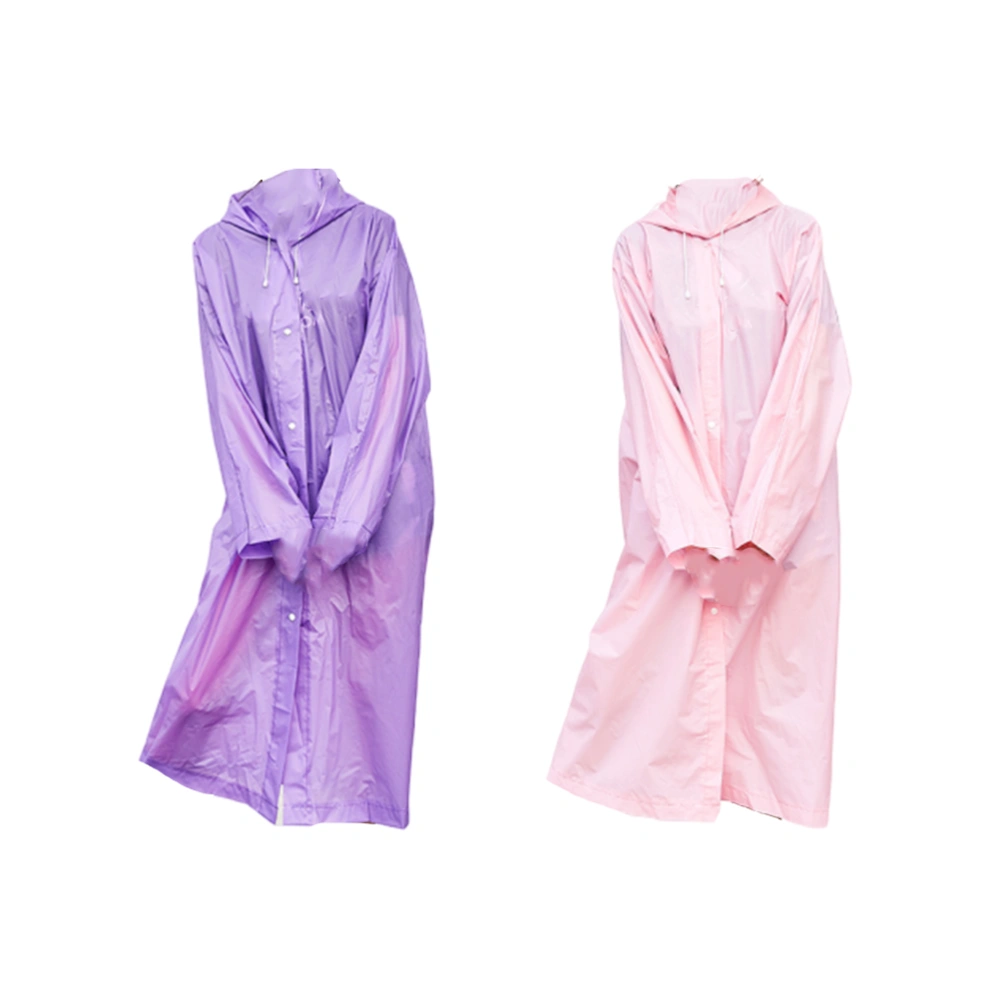 2PCS Non-disposable Adults Raincoat Lightweight Rain Poncho Stylish Thickening Waterproof Raincoats Outdoor Portable Rain Coat Reusable Adults Raincoat for Sports Hiking Cycling (Pink+Purple)