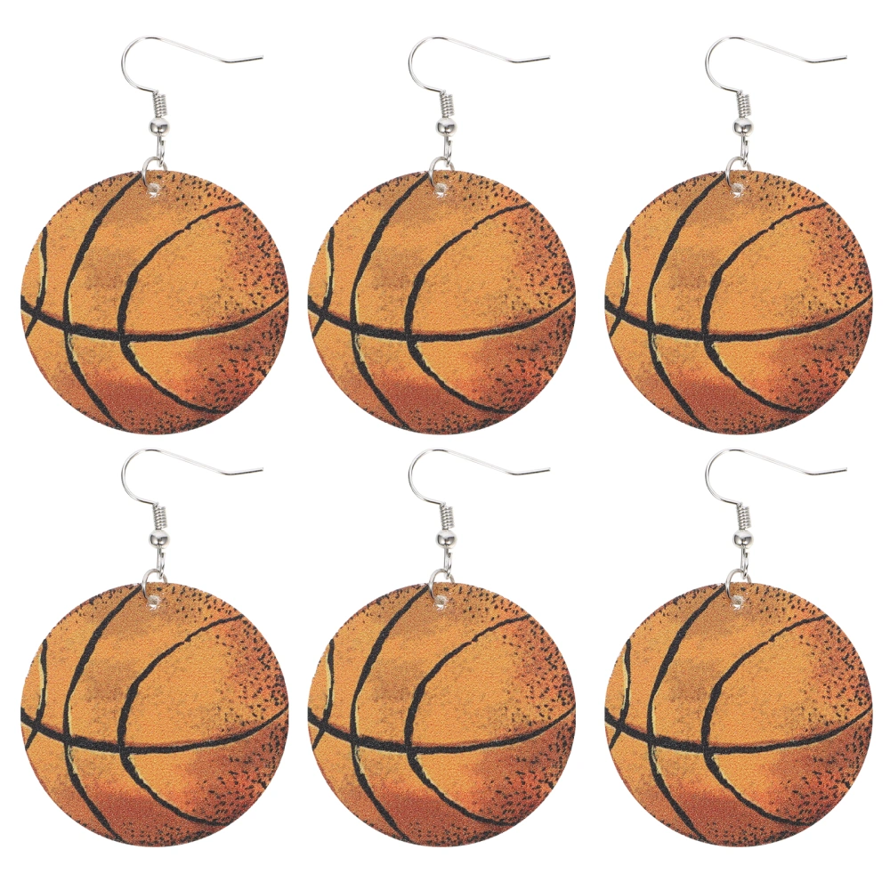 3 Pairs Sports Style PU Leather Earring Sports Balls Earring Women Birthday Gift