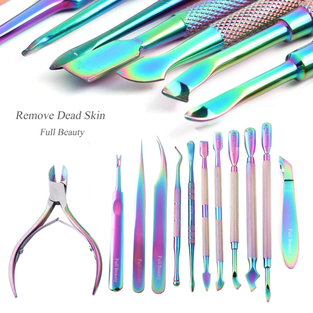 Electroplated Nail Clipper Dead Skin Push Practical Nail Art Tool Stainless Steel Nail Cuticle Pusher