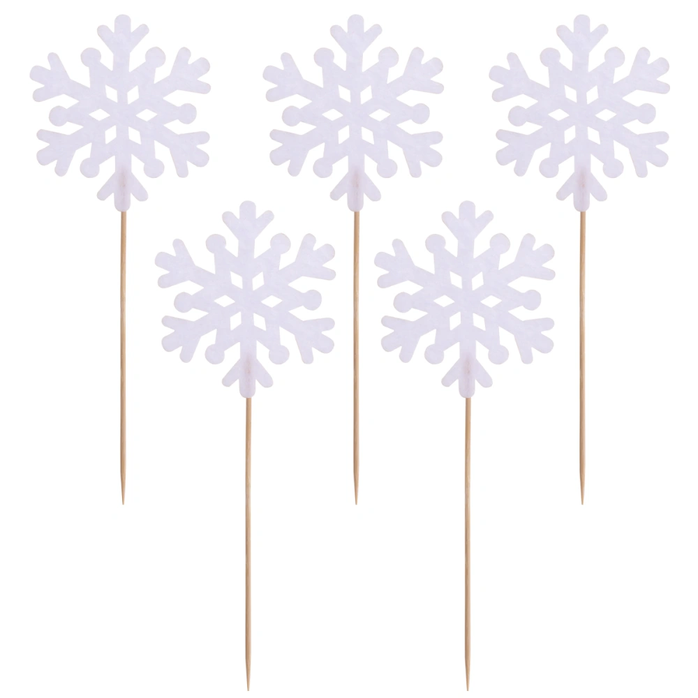 10pcs Christmas Snowflake Cake Cupcake Decorations Toppers Picks Supplies for Christmas Party Cake Decoration