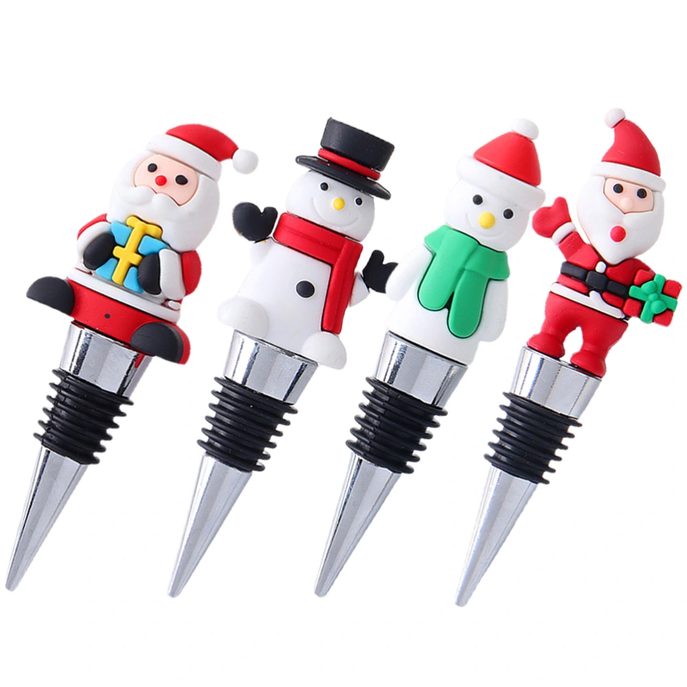 4Pcs Christmas Wine Bottle Stoppers Champagne Stopper Wine Plug for Party Festive