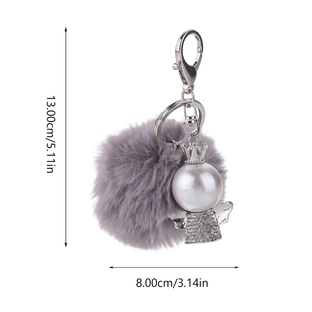 Creative Angel Plush Ball Key Chain Fashionable Metal Plush Ball Decor Bag Decor