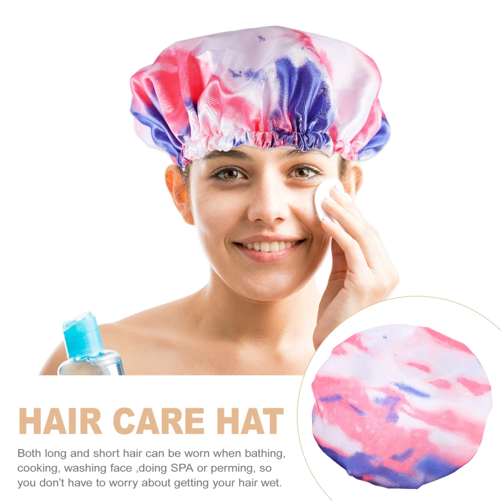 Waterproof Shower Caps Double Layer Bathing Hat Elastic Bath Hats for Home Salon