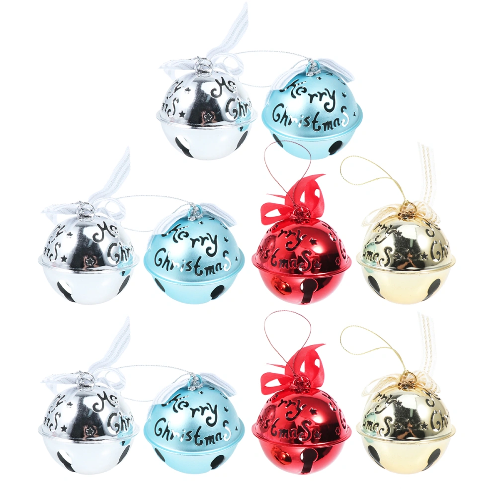 10pcs Christmas Bell Hanging Pendants Iron Art Bell Hanging Ornaments Creative Christmas Hanging Adornments for Mall Showcase Decor Random Color