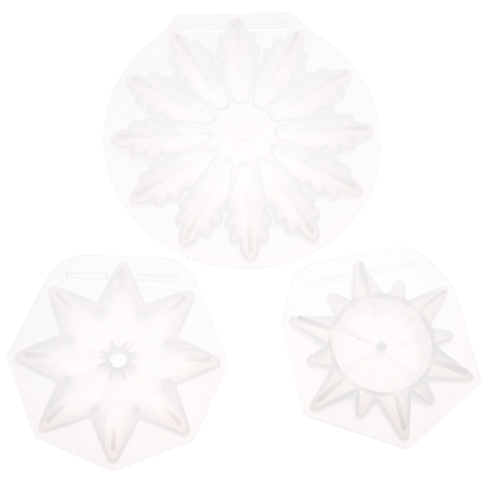 3PCS DIY Crystal Epoxy Mold Translucent Snowflake Pendant Mold (White 3 Styles)