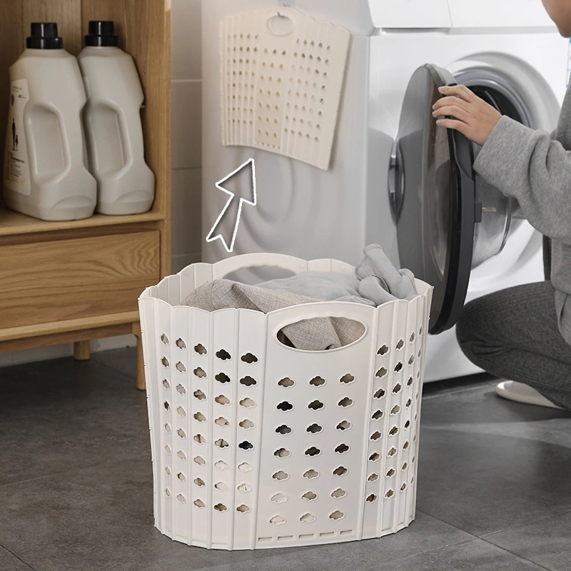 Home Laundry Hamper Foldable Dirty Clothes Organizer Hollow Plastic Basket Multipurpose Container