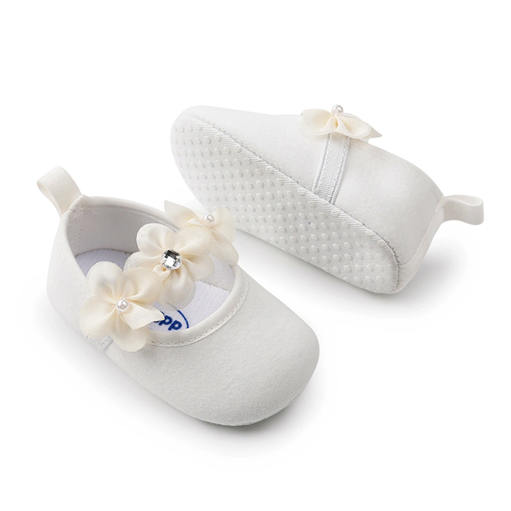 1 Set Baby Walking Soled Shoes Kid Pearl Flower Shoes Headdress