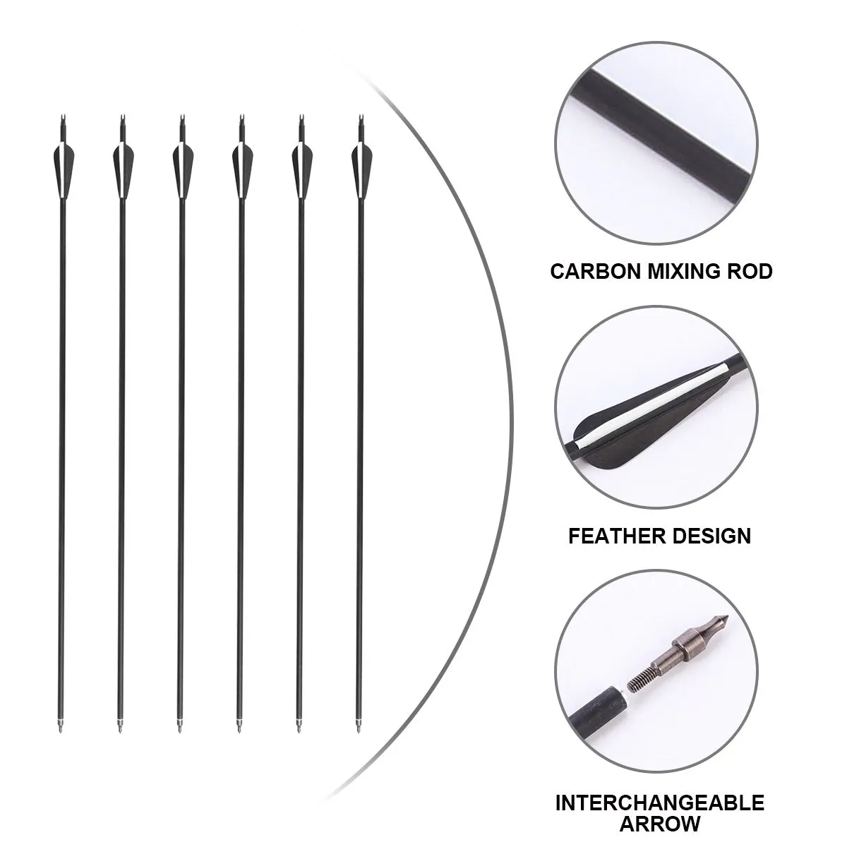 6Pcs Durable Arrow Archery Arrow Practical Arrows Target Practice Arrow