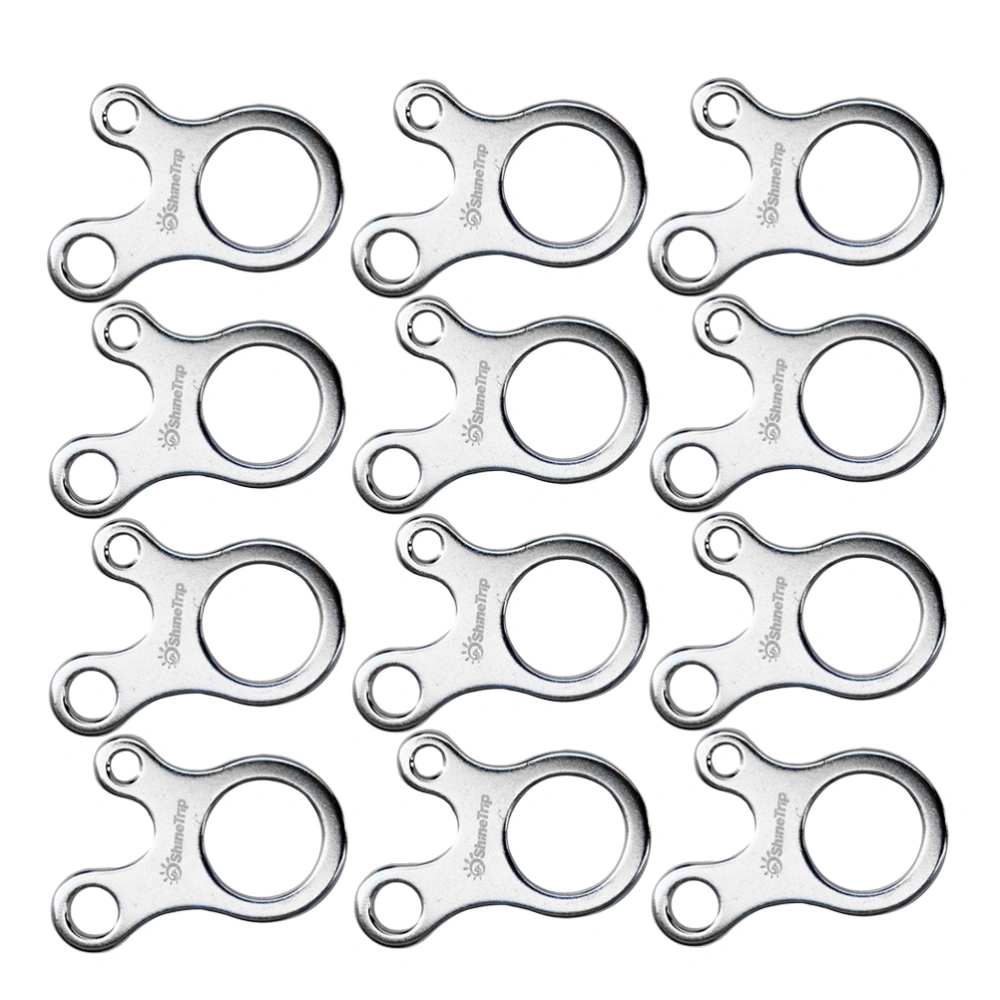 12pcs 3 Holes Camping Wind Rope Buckle Tent Windstopper Rope Adjusters Cord Buckles Tightening Hooks Tent Rope Stopper (Silver)