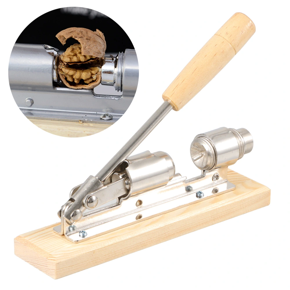 Wooden Hand-press Mechanical Walnut Metal Nut Nutcracker