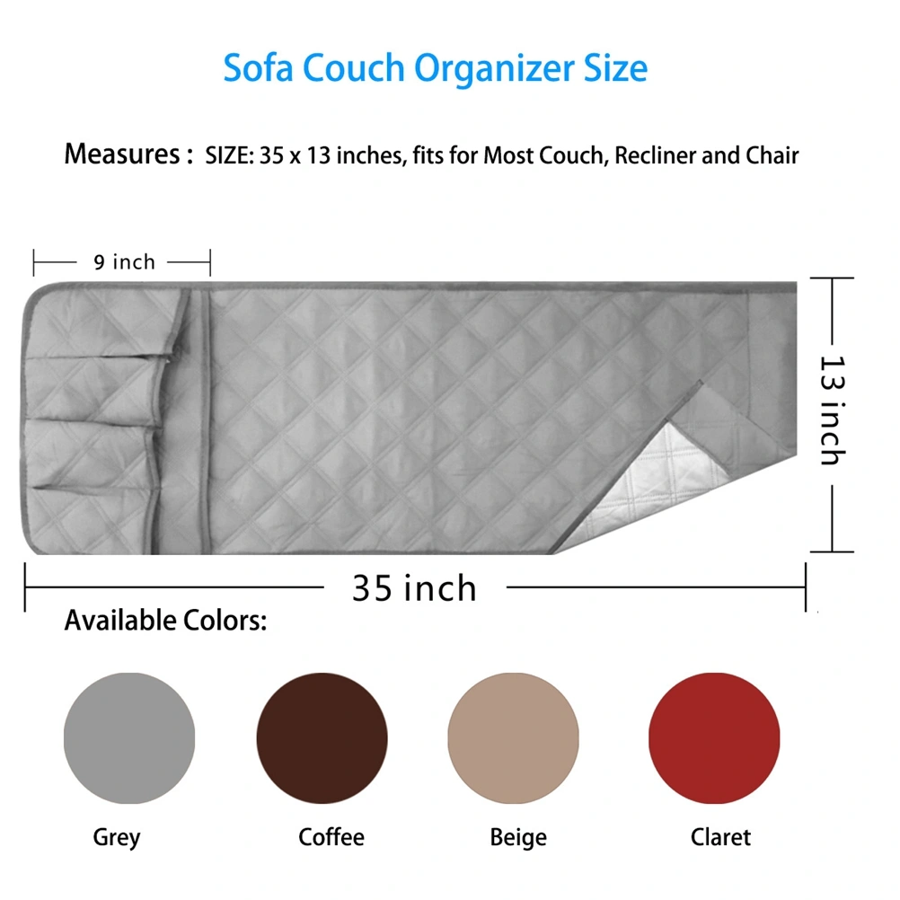 1pc Felt Fabric Bedside Sofa Storage Bag Holder Container Hanging Organizer for Dorm Car Bed Rails(Beige)