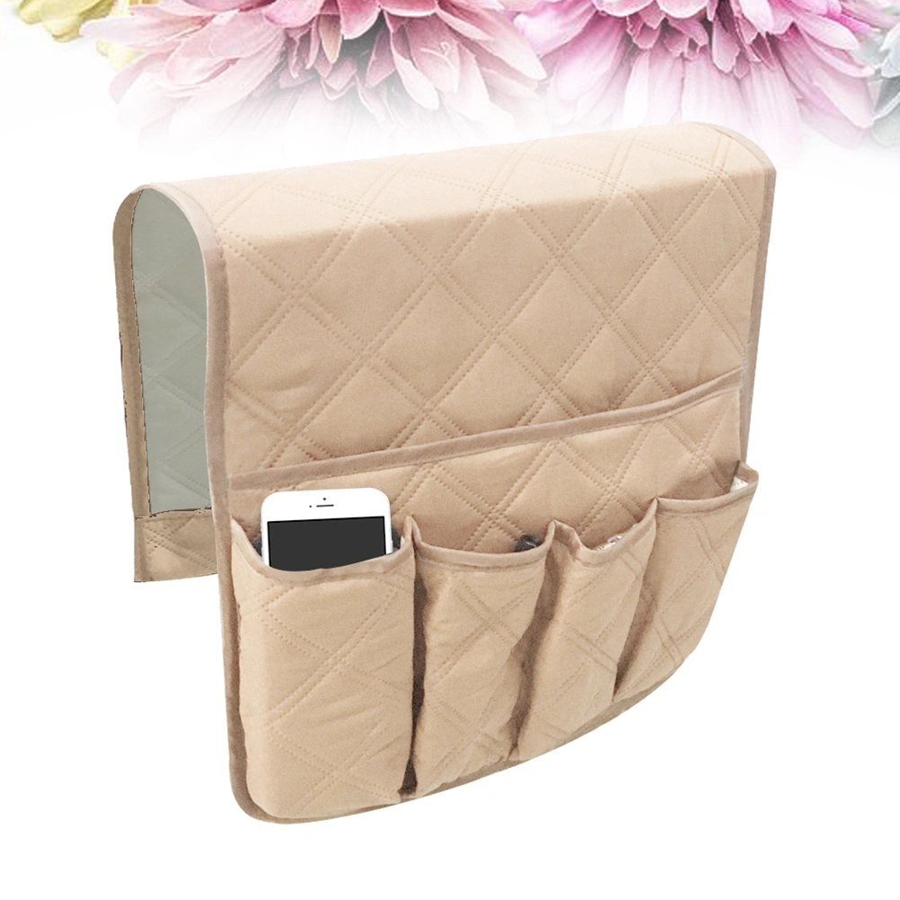 1pc Felt Fabric Bedside Sofa Storage Bag Holder Container Hanging Organizer for Dorm Car Bed Rails(Beige)