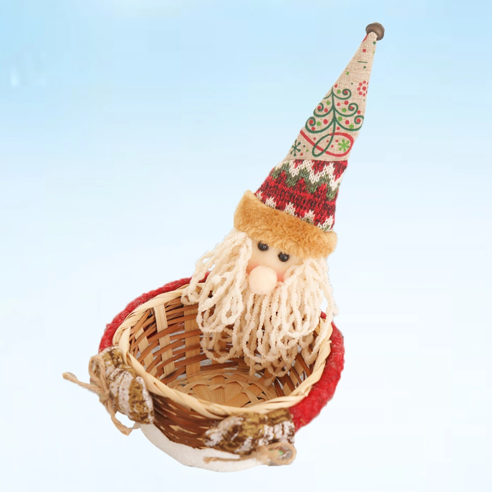 Candy Storage Basket Christmas Party Gift Holder Xmas Santa Claus Patterned Storage Basket Gift Ornament for Home Party Decoration