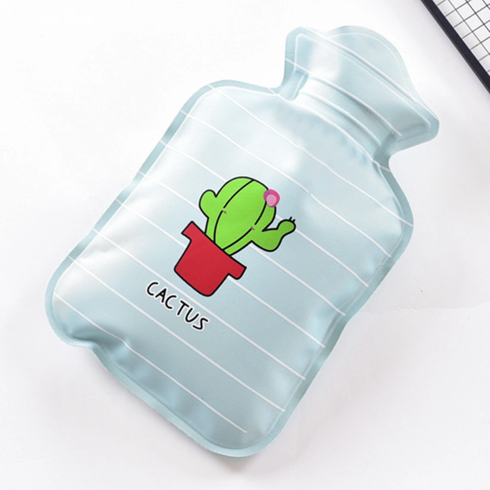 Mini Thick Water Injection Hot Water Bottle Cartoon PVC Hot Water Bottle (Cactus)