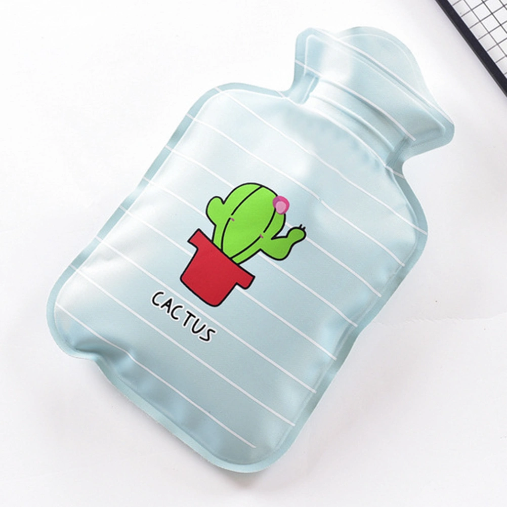Mini Thick Water Injection Hot Water Bottle Cartoon PVC Hot Water Bottle (Cactus)
