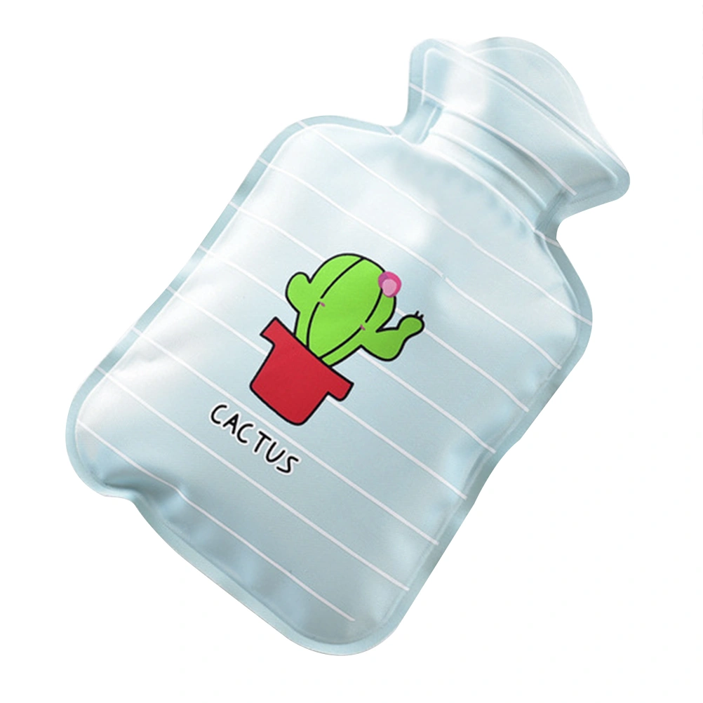 Mini Thick Water Injection Hot Water Bottle Cartoon PVC Hot Water Bottle (Cactus)