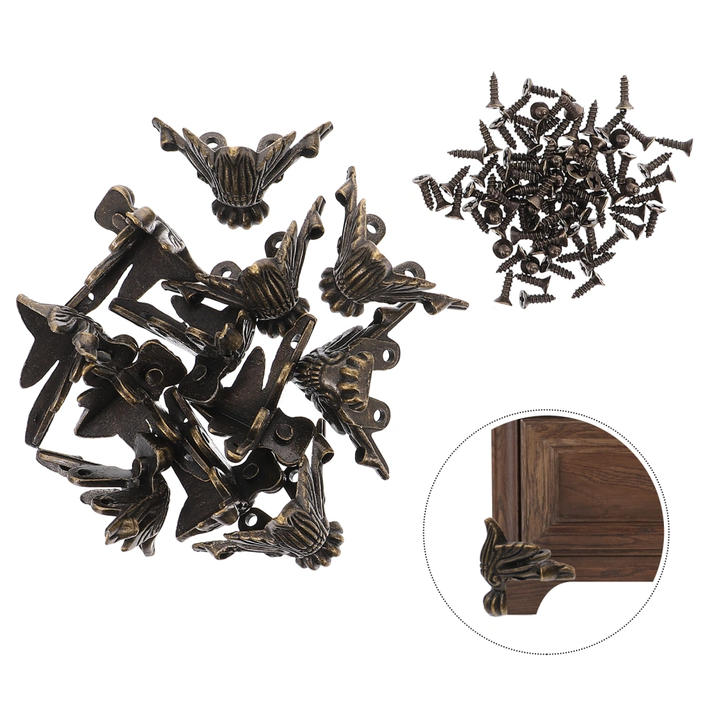 12pcs Antique Style Furniture Support Legs Box Alloy Protective Feet (Bronze)