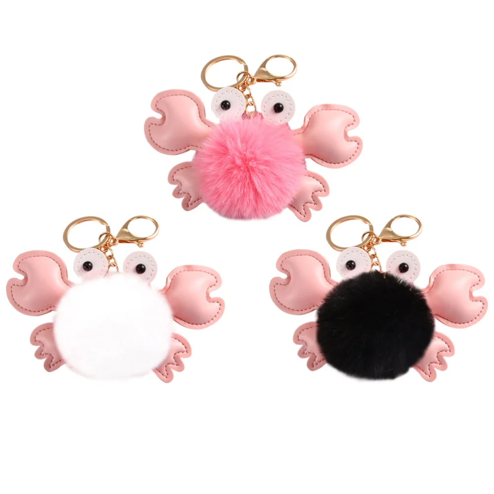 3Pcs Creative Crabs Shape Key Chains Crabs Design Backpack Decorations