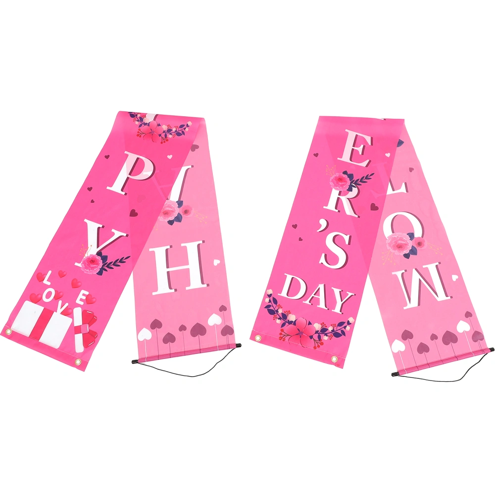 1 Pair Mother's Day Banners Pink Door Curtains Outdoor Party Door Couplets