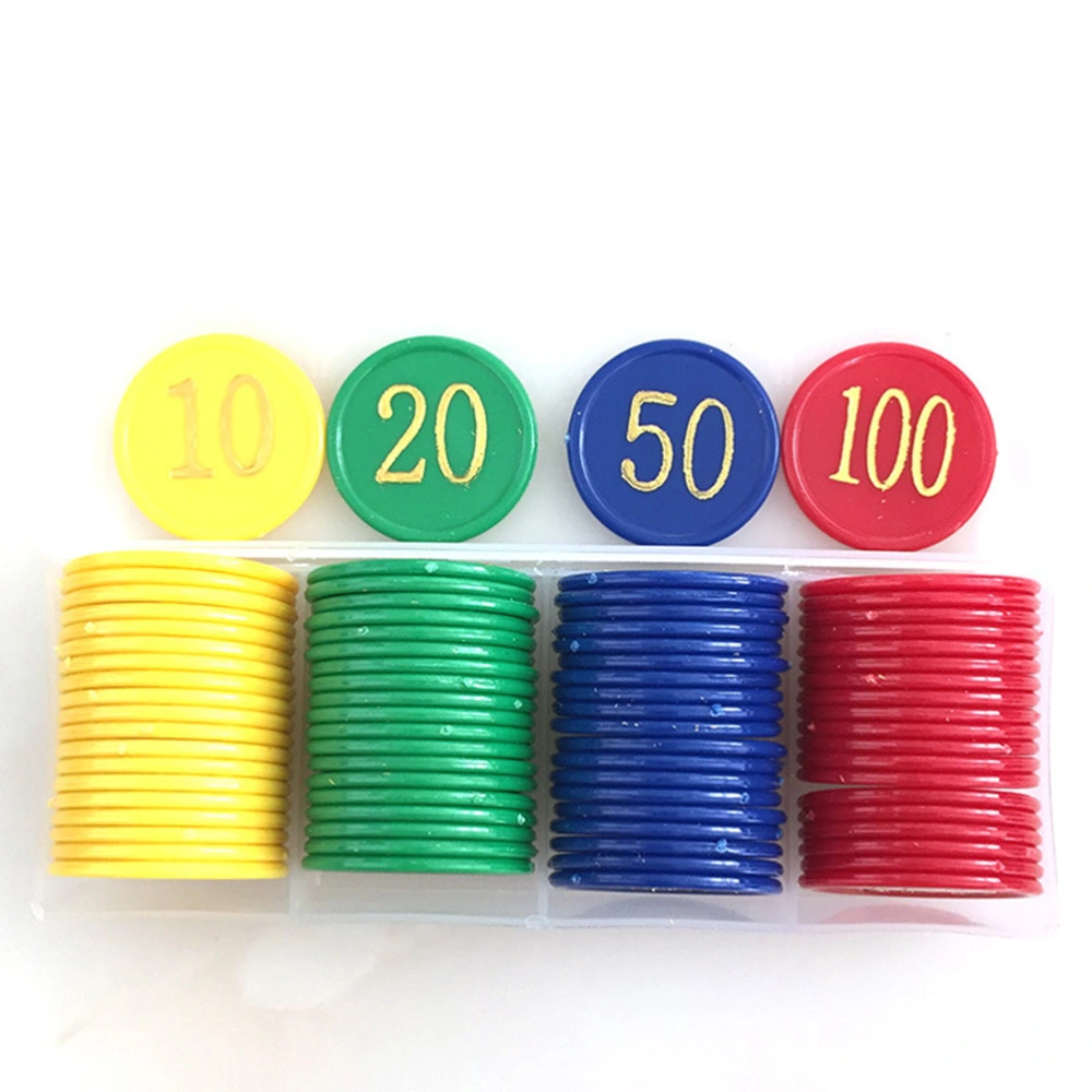 80Pcs Round Plastic Chips Counting Pieces Colored Gaming Slices Number Printed Chips for Home Shop Bar