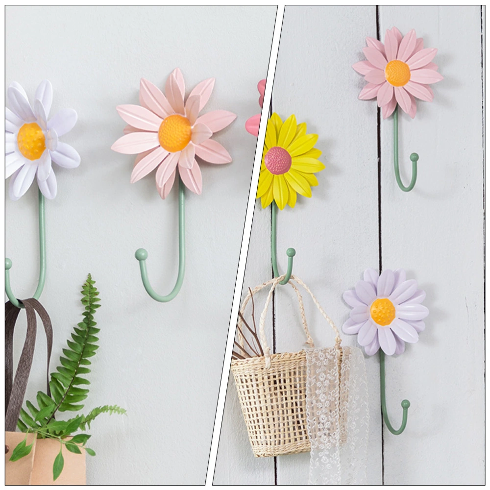 Iron Daisy Wall Hook with Adhesive Coat and Hat Hook Hanger Home Decoration