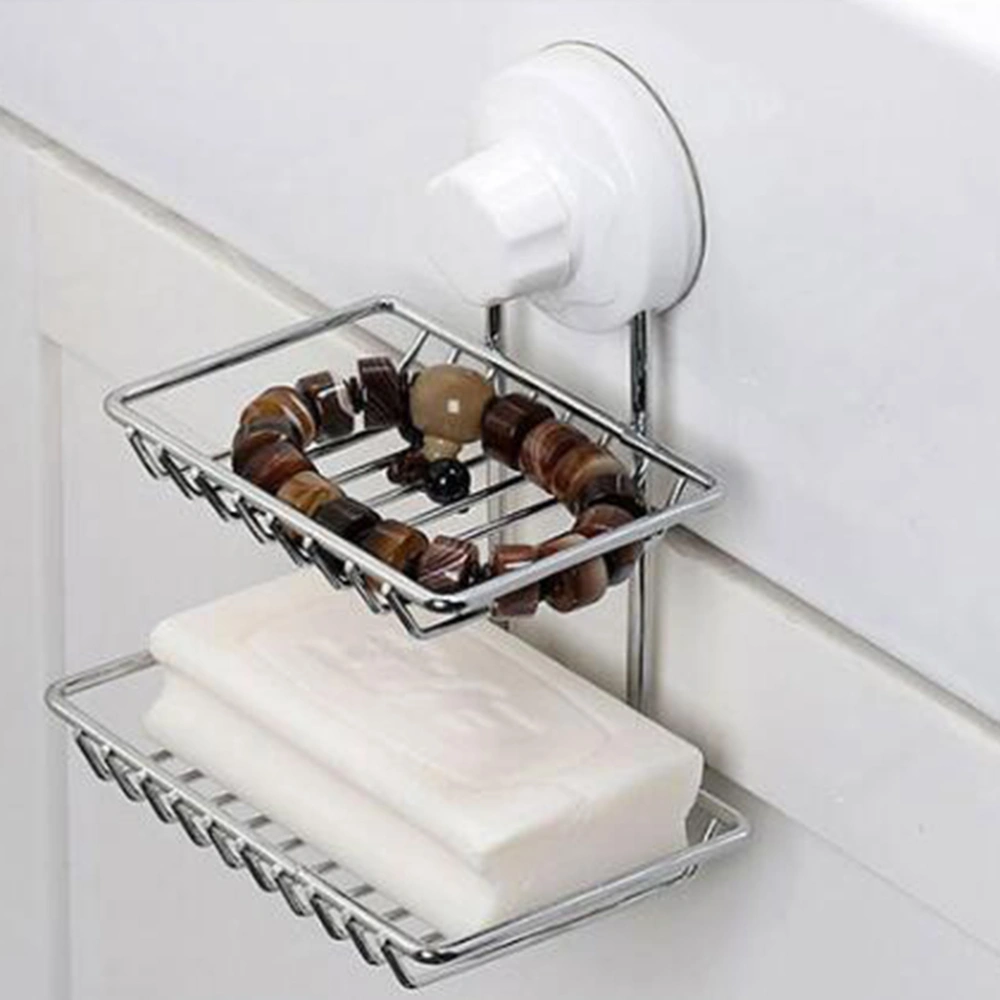 Super Powerful Vacuum Suction Double Soap Box Soap Dish Holder Soap Sponge Holder For Shower Bathroom Tub And Kitchen