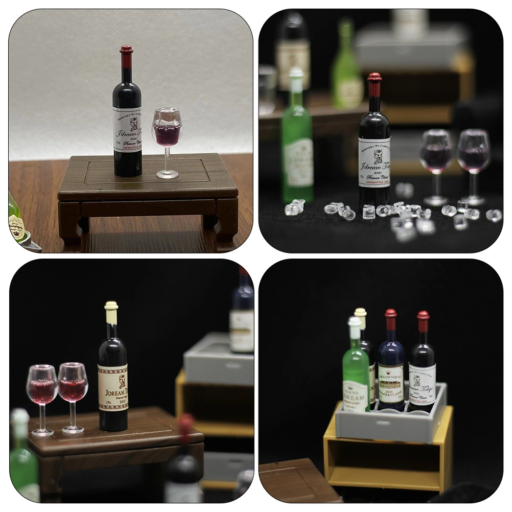 8pcs Mini Wine Bottles Statues Decorative Mini House Wine Bottle Modeling Ornaments Mixed Style