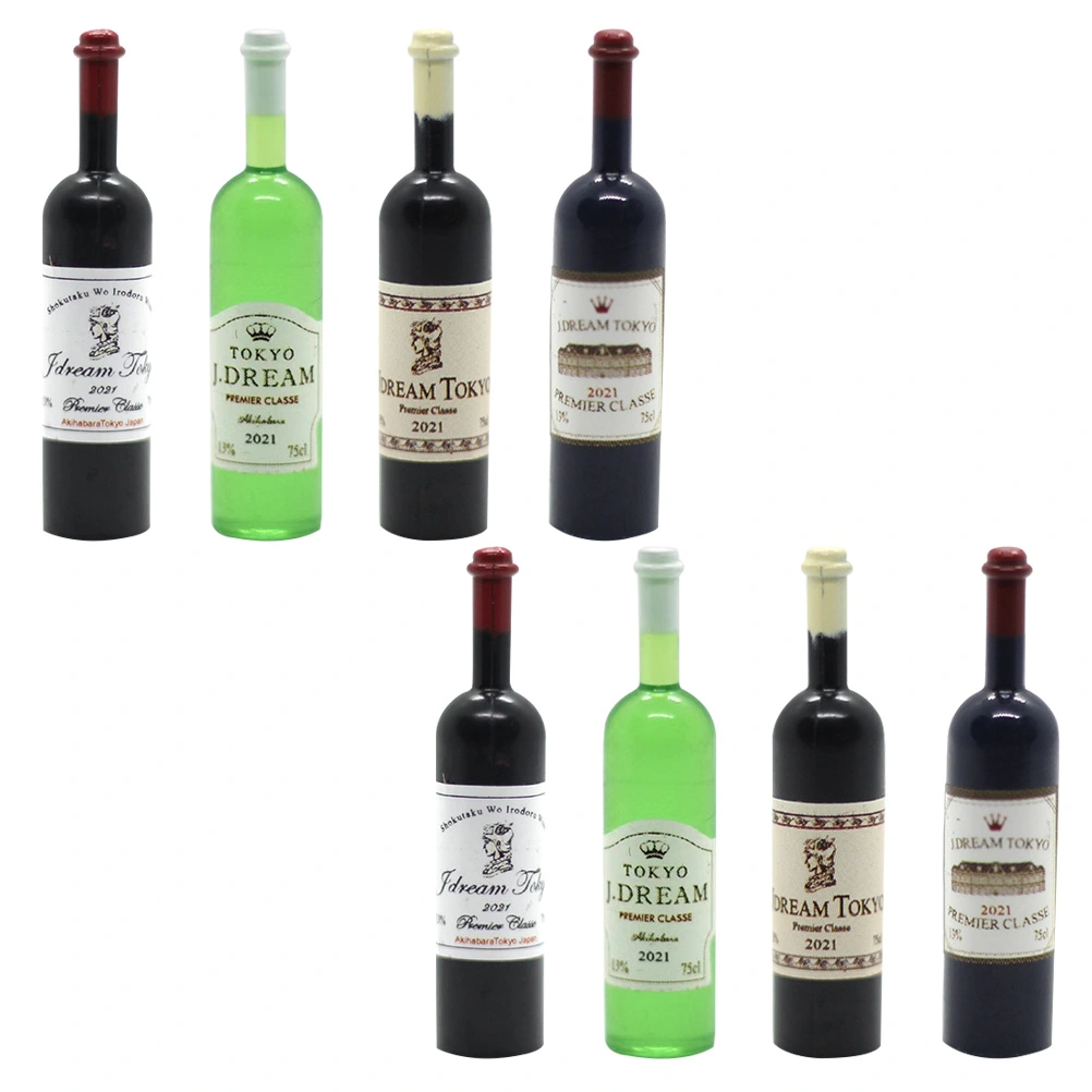 8pcs Mini Wine Bottles Statues Decorative Mini House Wine Bottle Modeling Ornaments Mixed Style