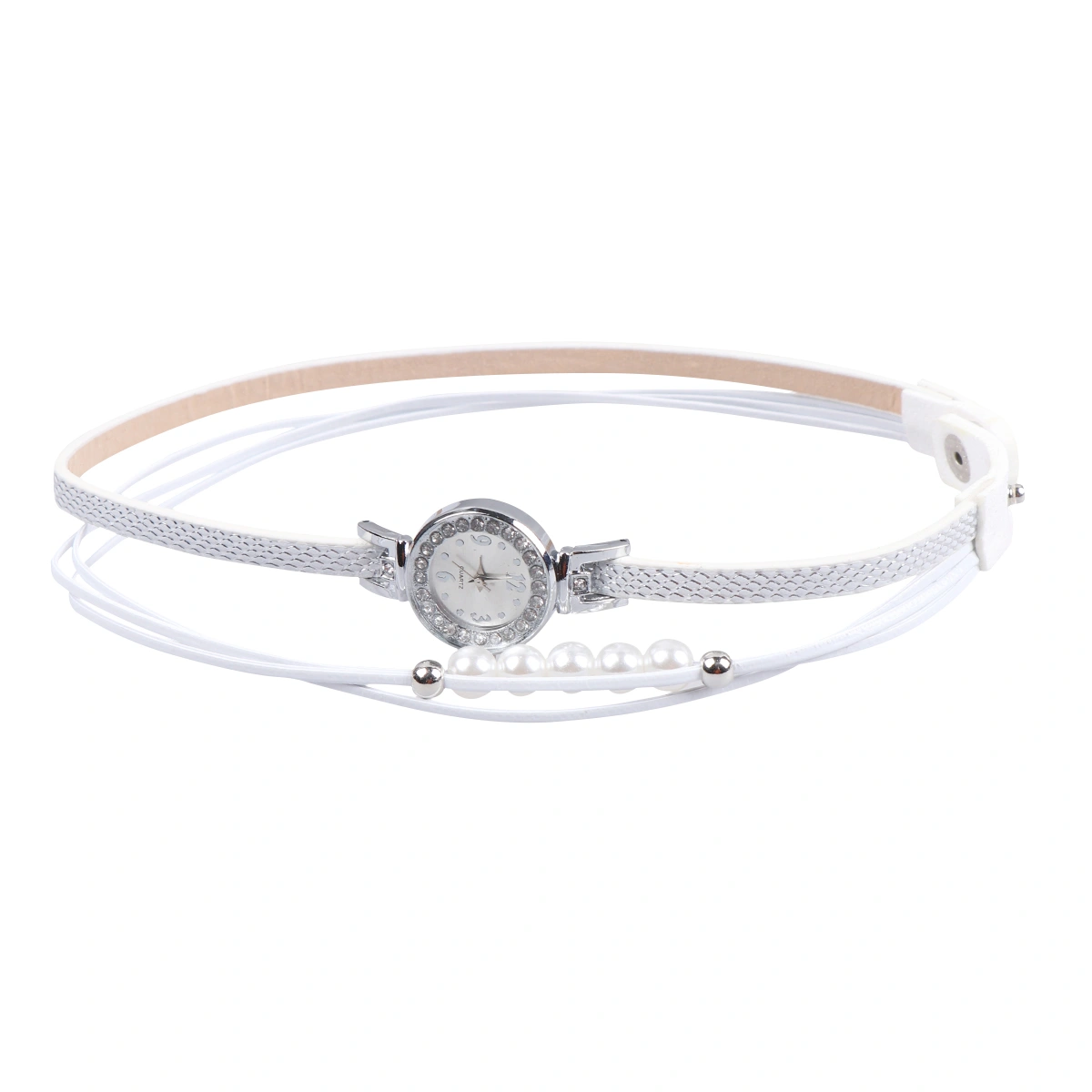 Fashion Pearl Watches Vintage Wrist Watch Stylish Quartz Watch Birthday Gift for Female Women (White)