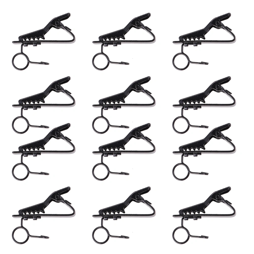 12Pcs Microphone Lapel Tie Clip Universal Mini Lapel Lavalier Microphone Mic Clip Iron Clip Black