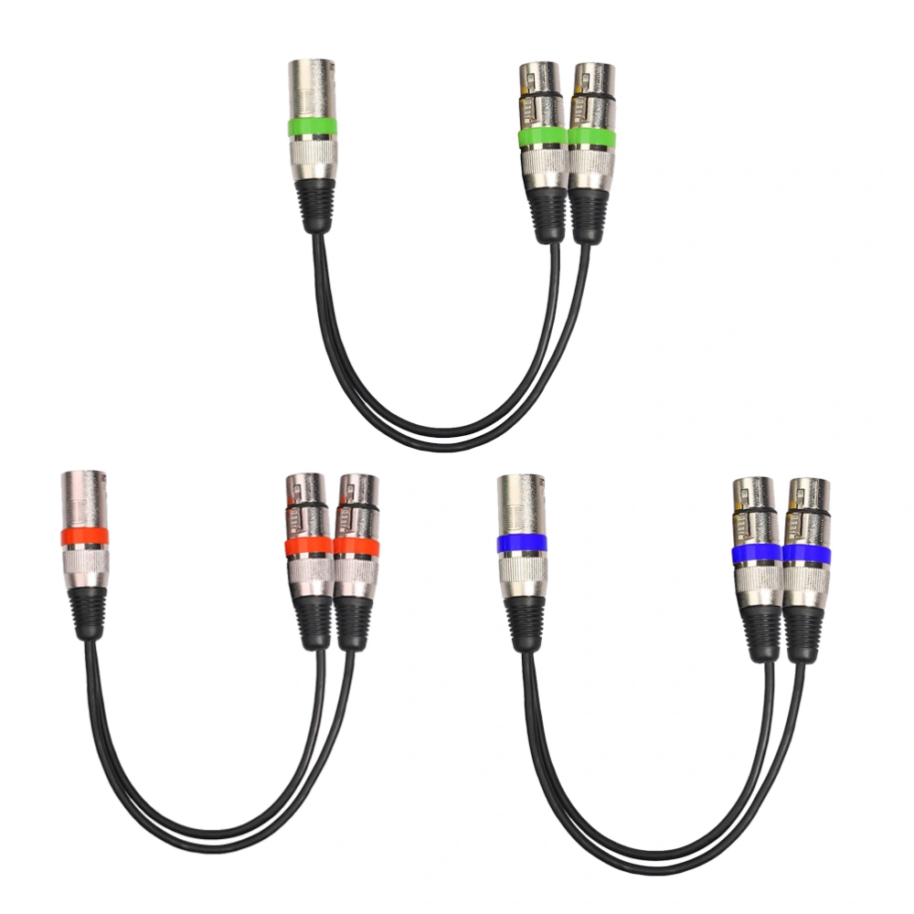 3Pcs XLR Male to Dual XLR Female Y Splitter 3 Pin Balanced Microphone Cable Audio Extension Cable 0.3M 2055MFF-03 (Red/Blue/Green Each 1pc)