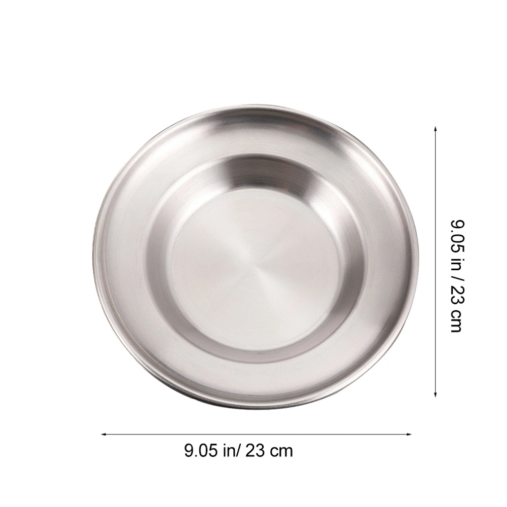 Stainless Steel Plate Round Dinner Plate Dessert Plate Household Food Serving Plate