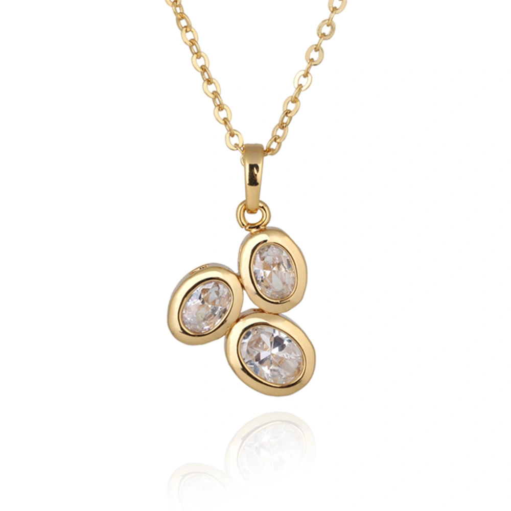 Egg Shaped 18K Gold Plated Pendant Necklace with Austrian Zircon (Golden)