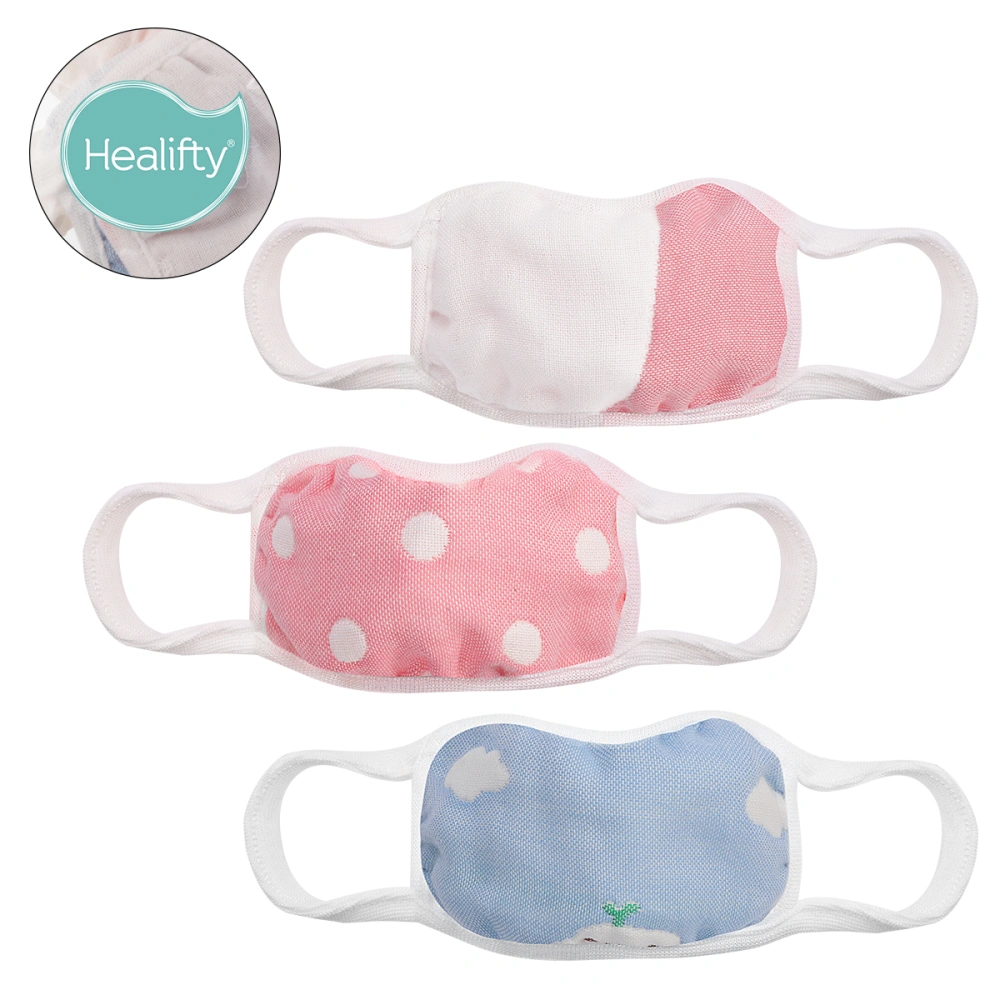 Healifty 3pcs Anti Dust Cotton Mouth Masks for Newborn Babies Against Dust Pollen Allergens and Flu Germs (Random)