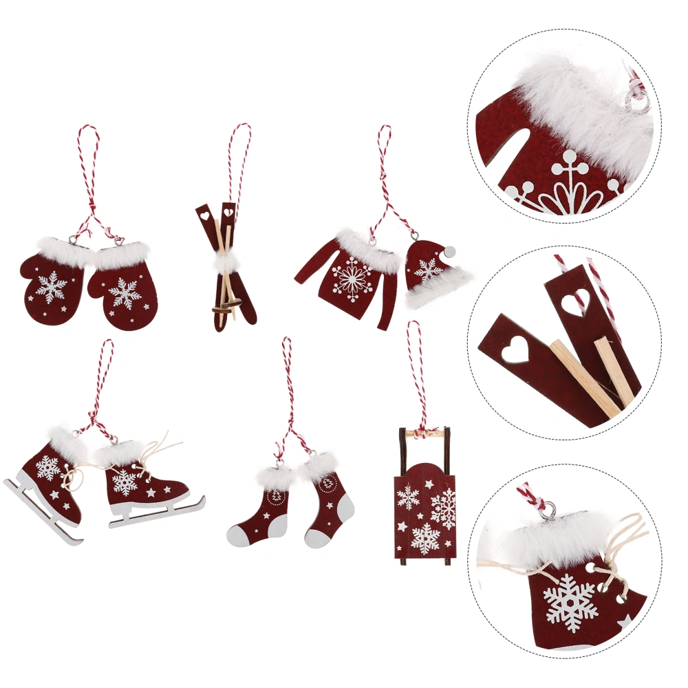 1 Set of Xmas Hanging Pendant Wooden Christmas Tree Hanging Decoration