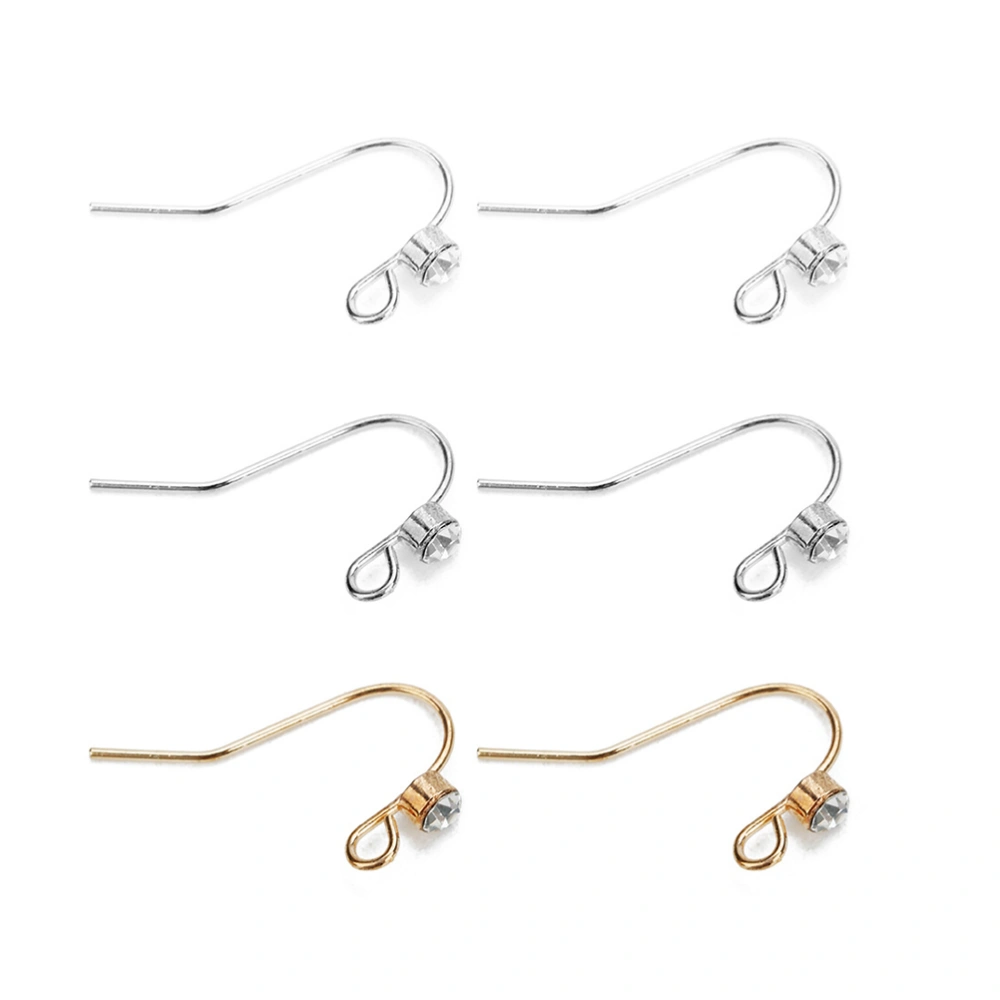 20PCS Delicate DIY Jewelry Accessory U-shaped Ear Hook Supplies Rhinestone Inlaid Ear Hooks Accessories Creative Earrings Making Material for Women Golden