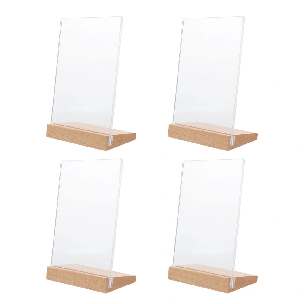 4pcs L-shaped Price Tags Holder Acrylic Display Stand Desktop Menu Storage Rack